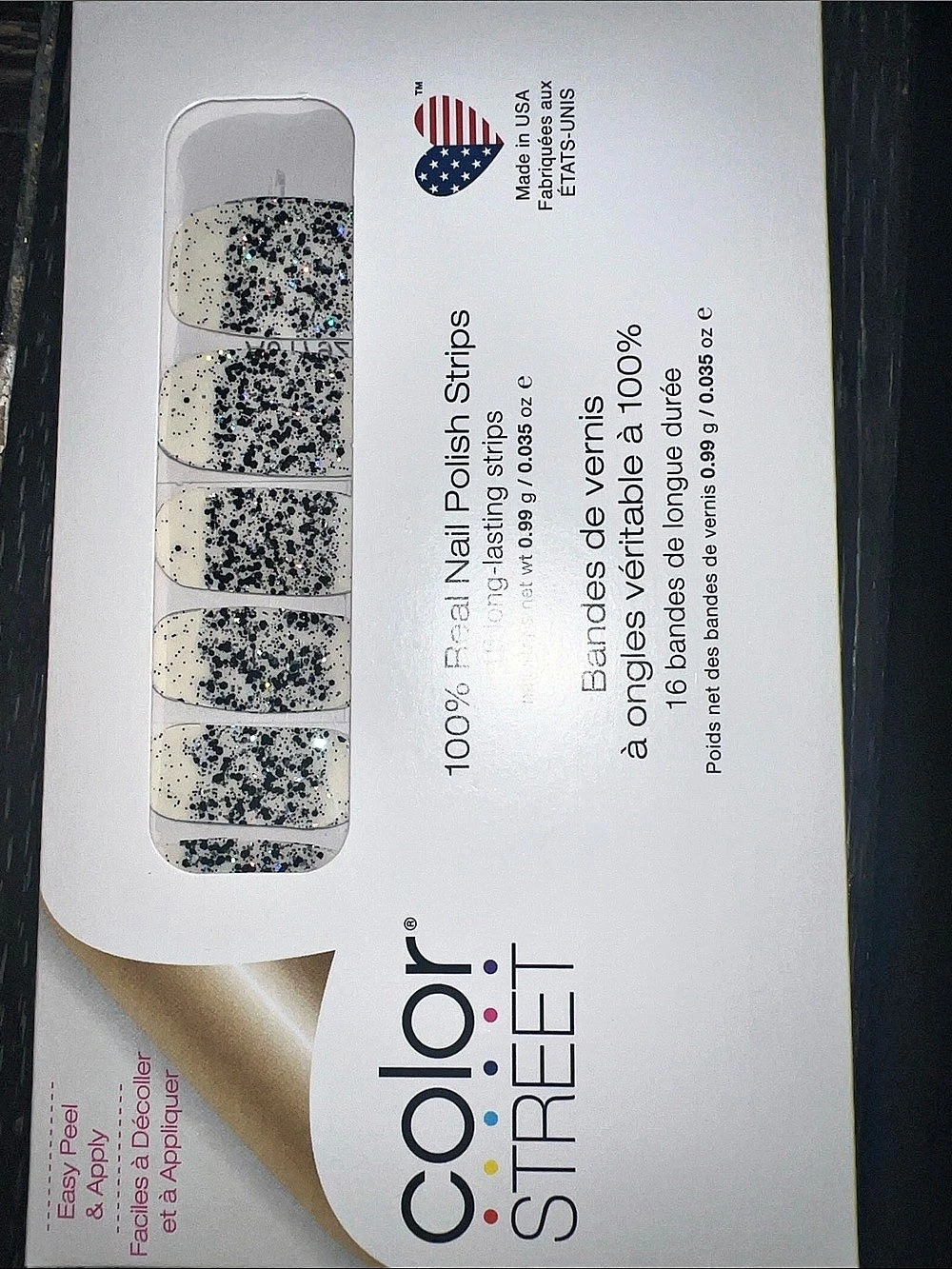 Color Street No Holding Black Nail Polish Strips White & Black NWT